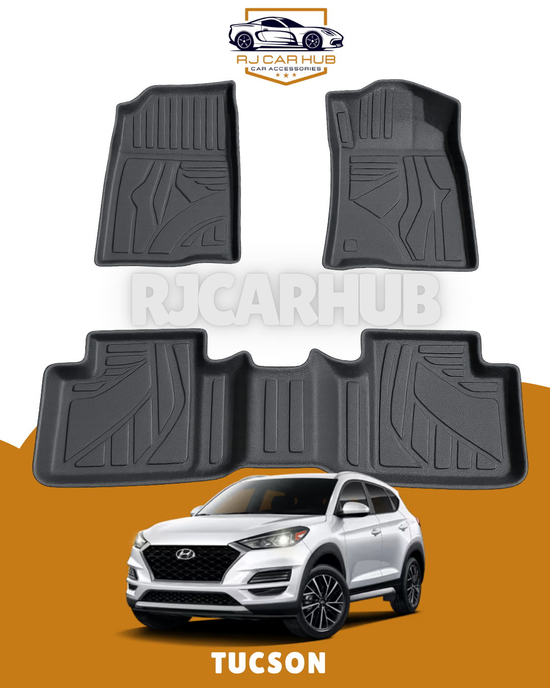 Hyundai Tucson TPE Floor Mats 3pcs (Black) Model 2021-2024