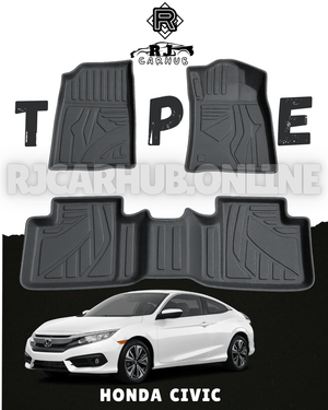 Honda Civic TPE Floor Mat Black 3 Pcs - Model 2016 - 2018 - Premium Car Accessories by RJCARHUB Pakistan