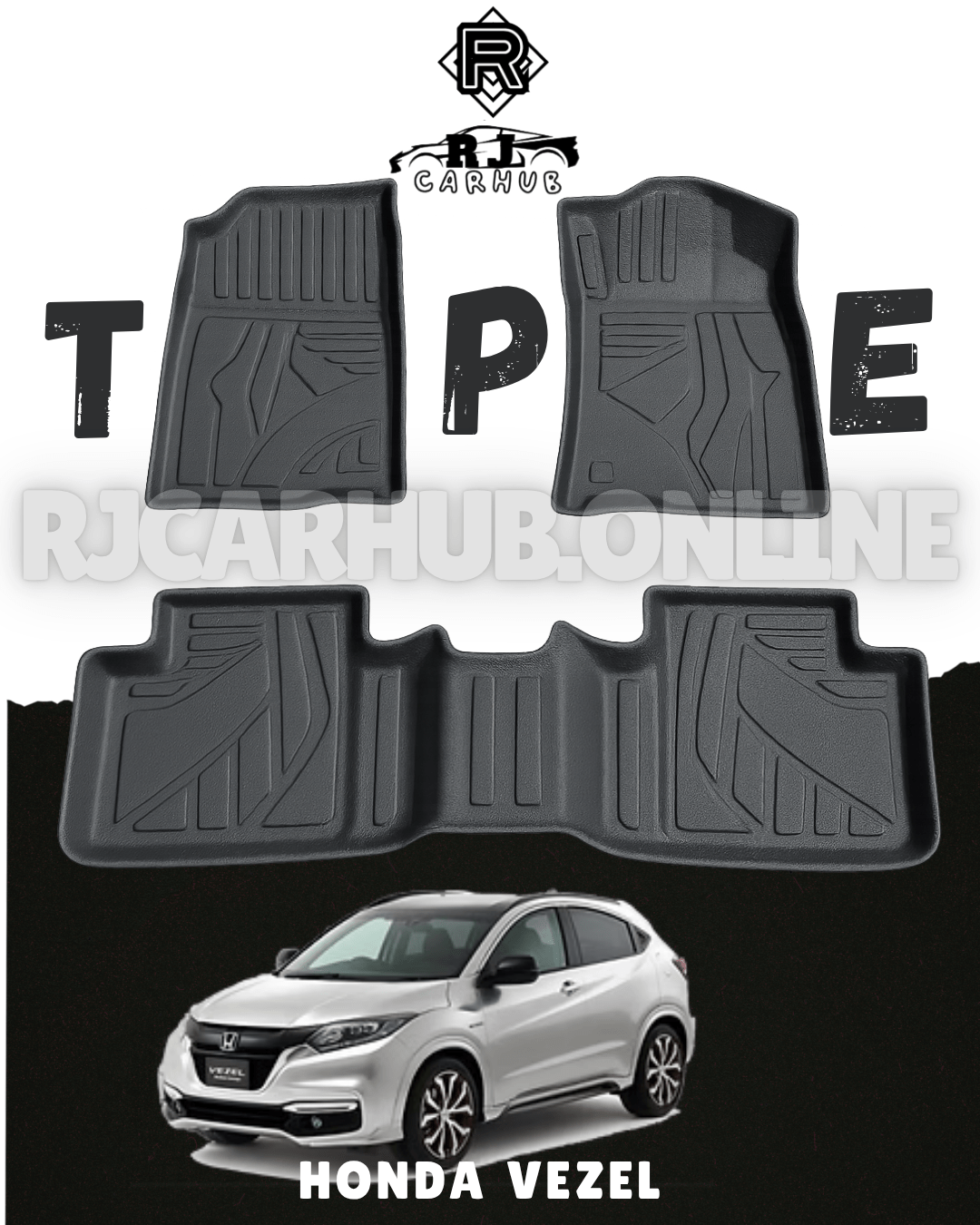Honda Vezel TPE Floor Mats Premium (3 PCS ) - Premium Car Accessories by RJCARHUB Pakistan