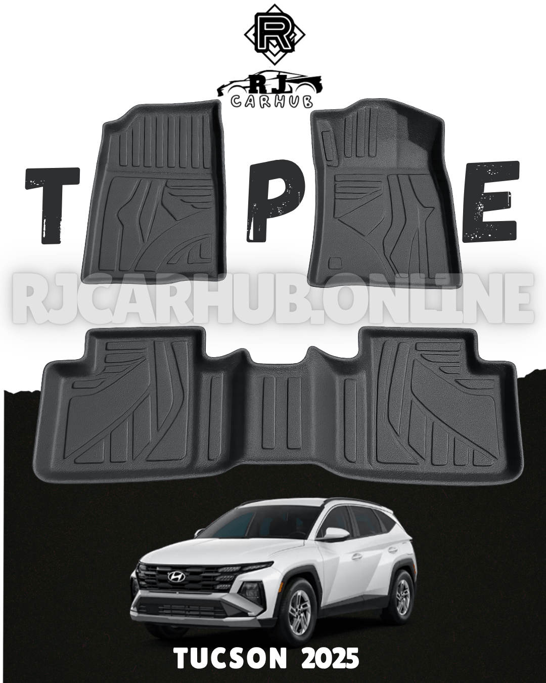 Hyundai Tucson Hybrid New 2025 TPE Floor Mats Black - Premium Car Accessories by RJCARHUB Pakistan