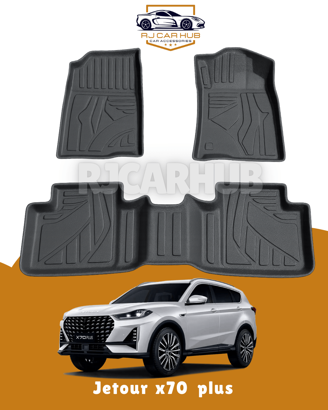 Jetour x70 Plus TPE Floor Mats Black 3 PCS - Premium Car Accessories by RJCARHUB Pakistan