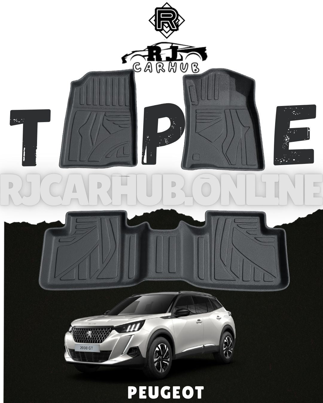 PEUGEOT TPE FLOOR MATS BLACK 3 PCS 2008 - Premium Car Accessories by RJCARHUB Pakistan