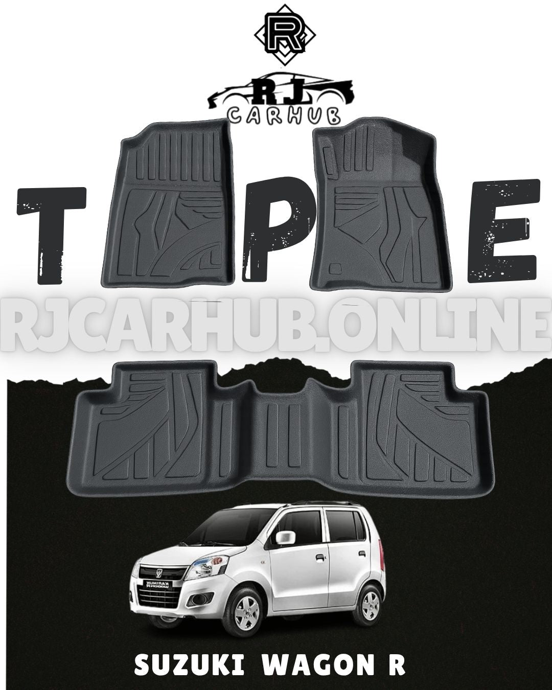 SUZUKI WAGON R TPE MATS 3 PCS BLACK - Premium Car Accessories by RJCARHUB Pakistan