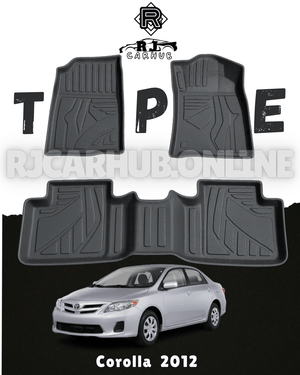 Toyota Corolla TPE Floor Mats Black 3 pcs 2012 - Premium Car Accessories by RJCARHUB Pakistan