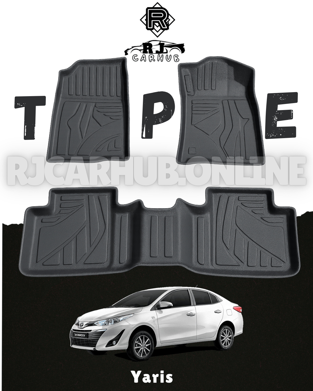 Toyota Yaris 2020 - 23 TPE Floor Mats Premium - Premium Car Accessories by RJCARHUB Pakistan