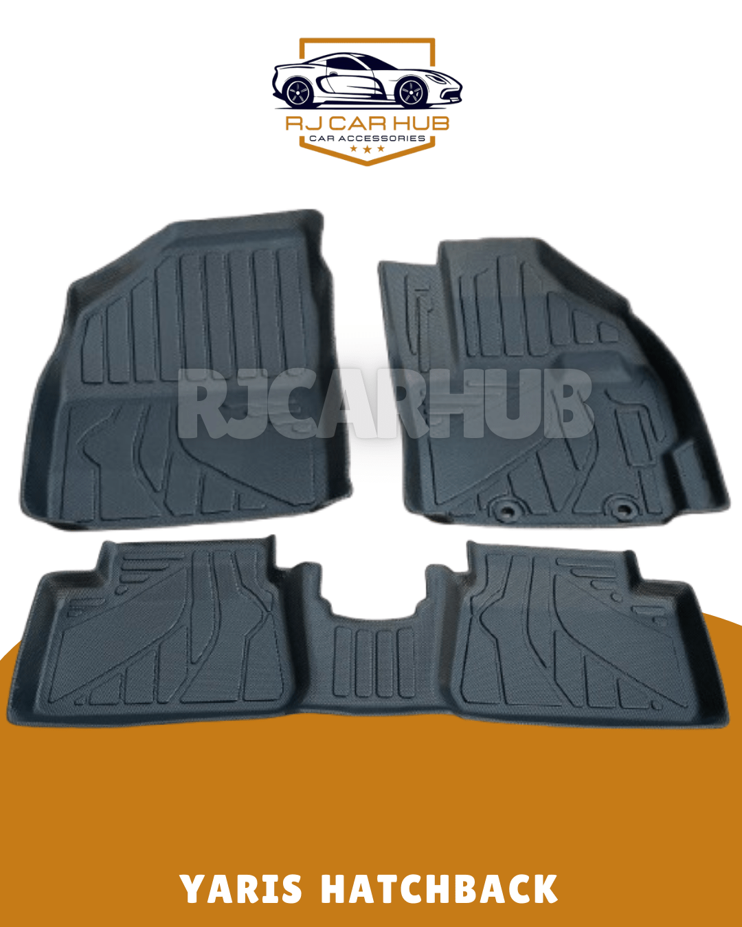 Yaris Hatchback Japaneses Model TPE Floor Mats 3PCS Black - Premium Car Accessories by RJCARHUB Pakistan