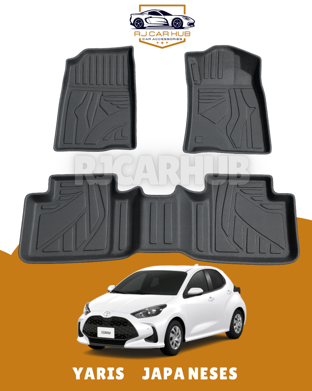 Yaris Hatchback Japaneses Model TPE Floor Mats 3PCS Black