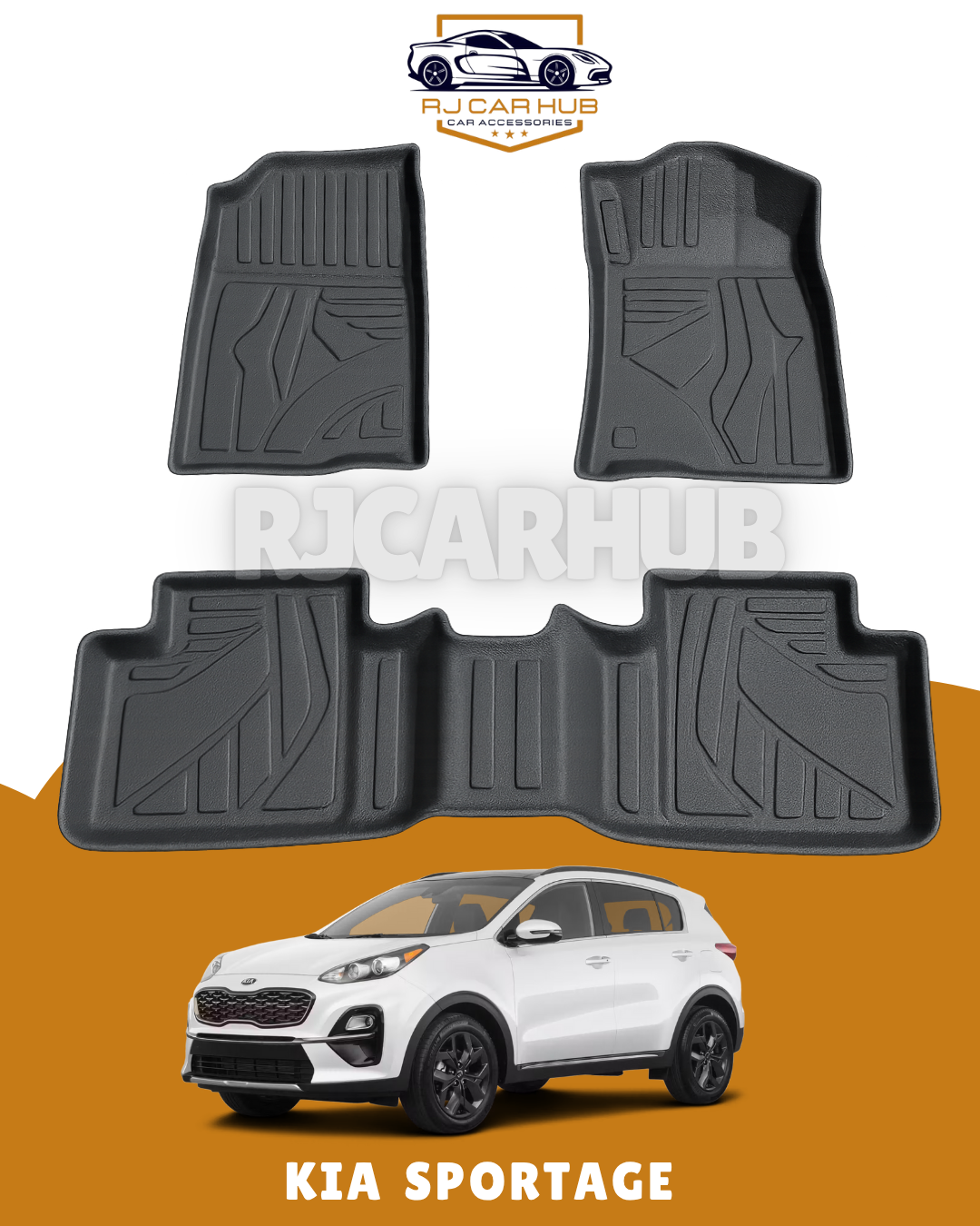 Kia Sportage TPE Floor Mats 3 PCS (Black) Model: 2020-2024