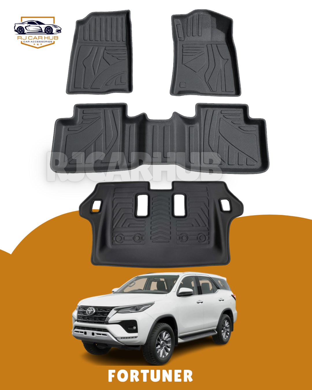 Toyota Fortuner TPE Floor Mats 4pcs (Black) Model 2017-2021