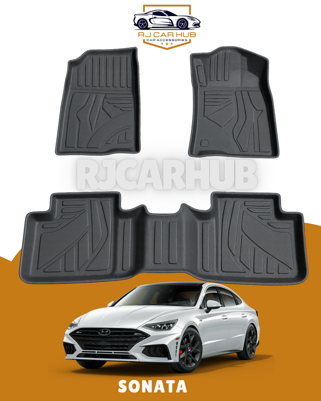 HYUNDAI SONATA TPE FLOOR MATS 3 PCS - BLACK