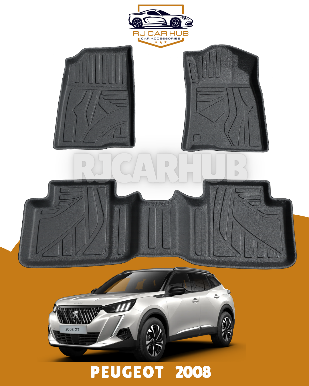 PEUGEOT 2008 TPE FLOOR MATS BLACK 3 PCS