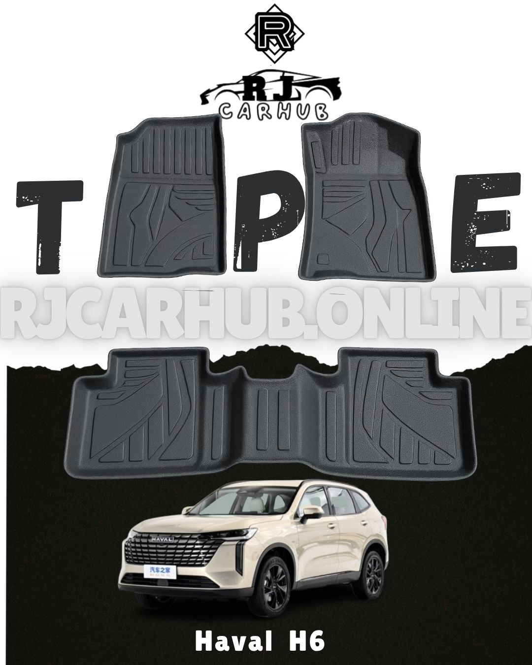 Haval H6 TPE Floor Mats 3 PCS (Black) - Premium Car Accessories by RJCARHUB Pakistan