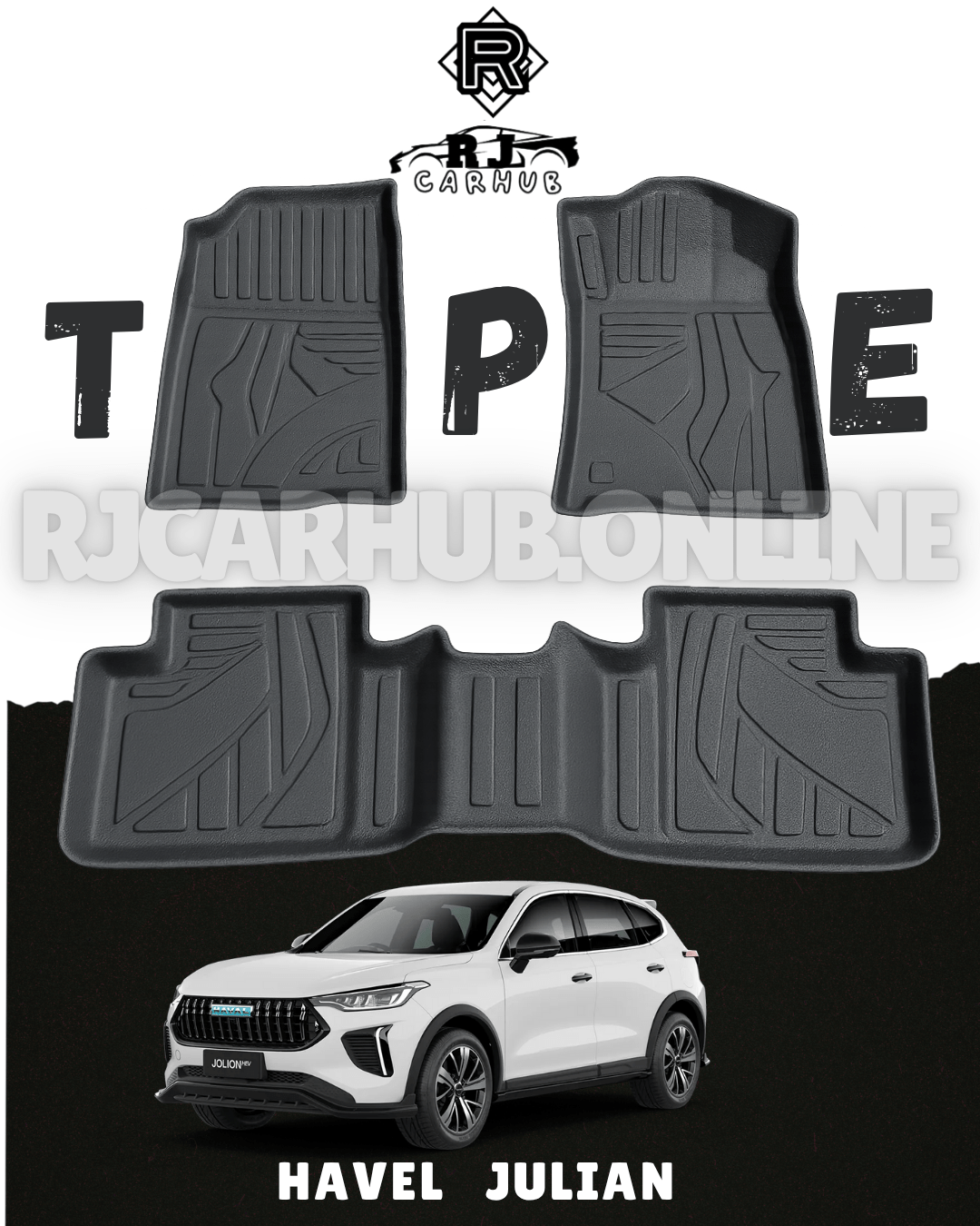 Haval Jolion TPE Floor Mats 2021 - 2024 3 pcs Black - Premium Car Accessories by RJCARHUB Pakistan