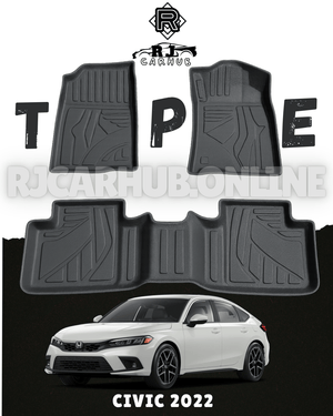 Honda Civic TPE Floor Mats 3 PCS (Black) Model: 2022 - 2024 - Premium Car Accessories by RJCARHUB Pakistan
