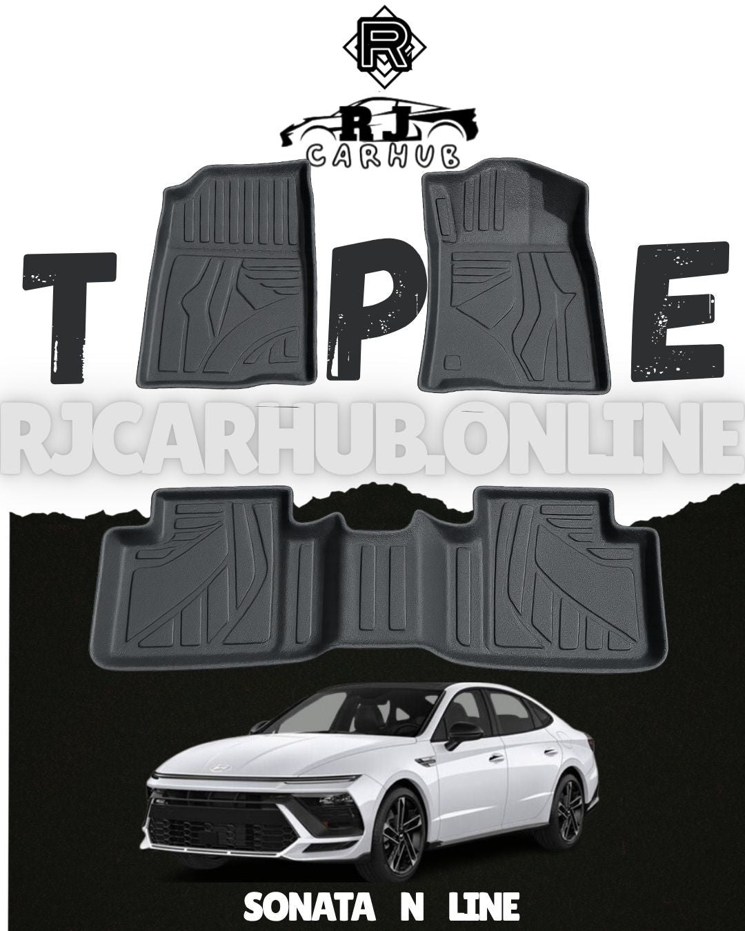 HYUNDAI SONATA N LINE TPE MATS 3 PCS - BLACK - Premium Car Accessories by RJCARHUB Pakistan