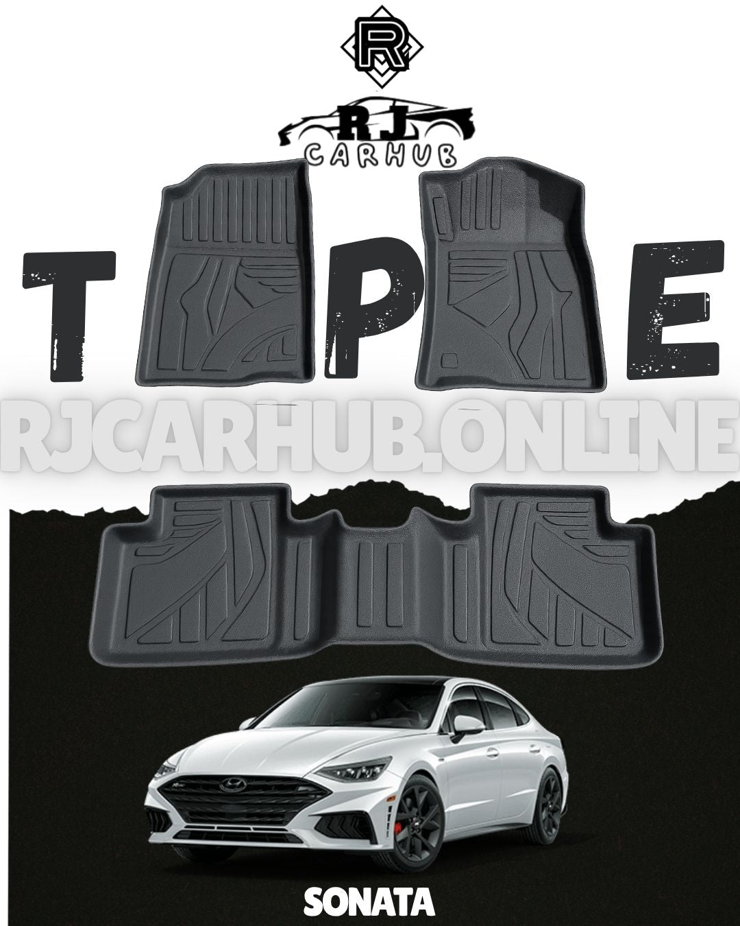 HYUNDAI SONATA TPE FLOOR MATS 3 PCS - BLACK - Premium Car Accessories by RJCARHUB Pakistan