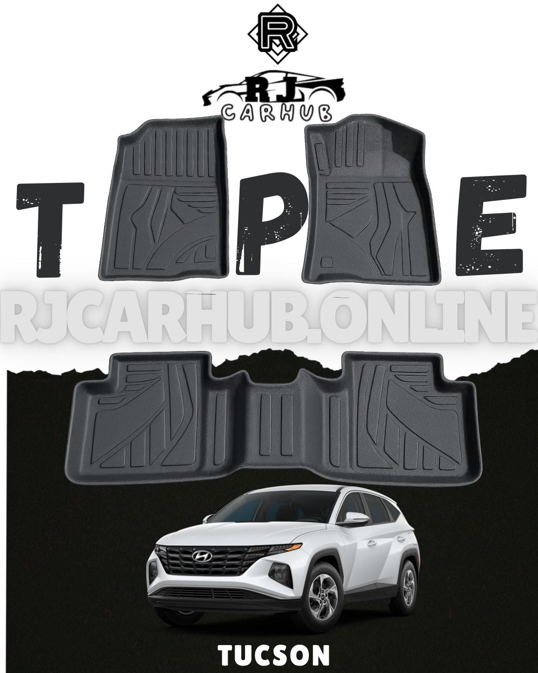 Hyundai Tucson TPE Floor Mats 3pcs (Black) Model 2021 - 2024 - Premium Car Accessories by RJCARHUB Pakistan