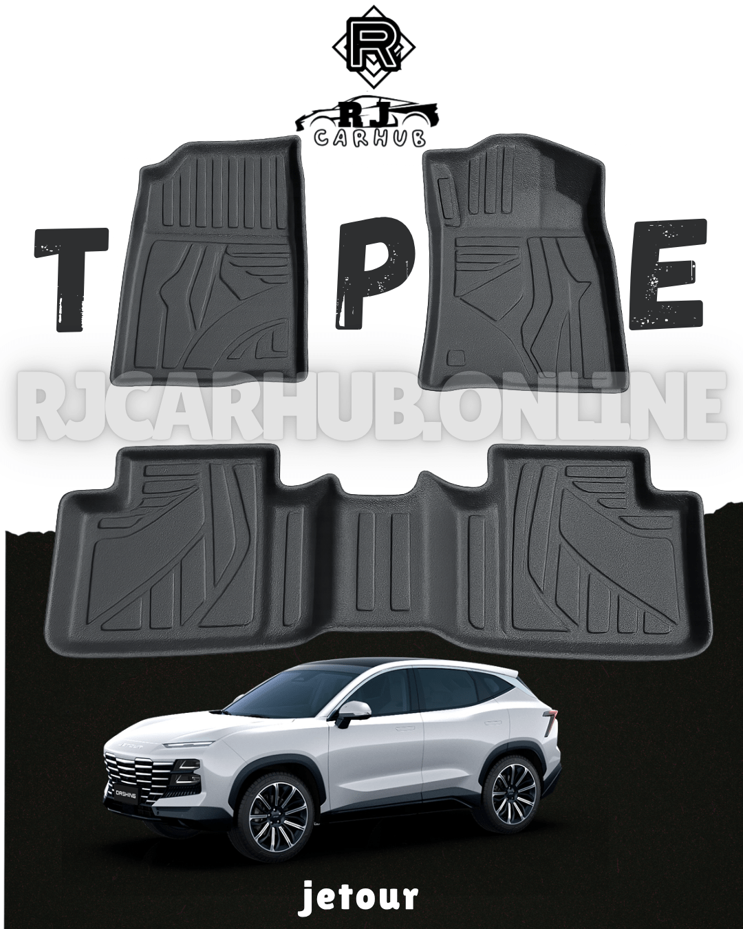 Jetour TPE Floor Mats Premium Quality Original Fitting 3 pcs Black - Premium Car Accessories by RJCARHUB Pakistan