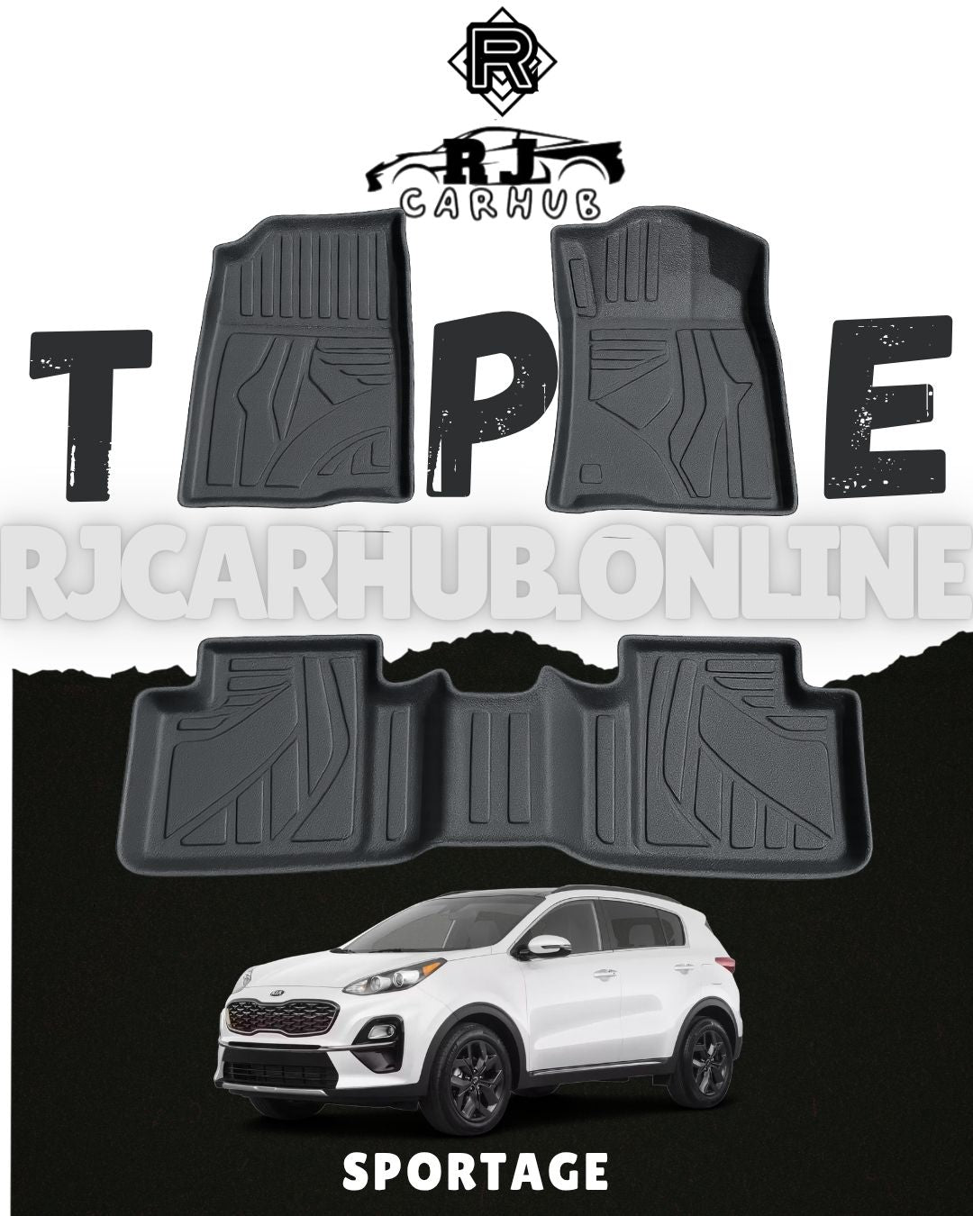 Kia Sportage TPE Floor Mats 3 PCS (Black) Model: 2020 - 2024 - Premium Car Accessories by RJCARHUB Pakistan