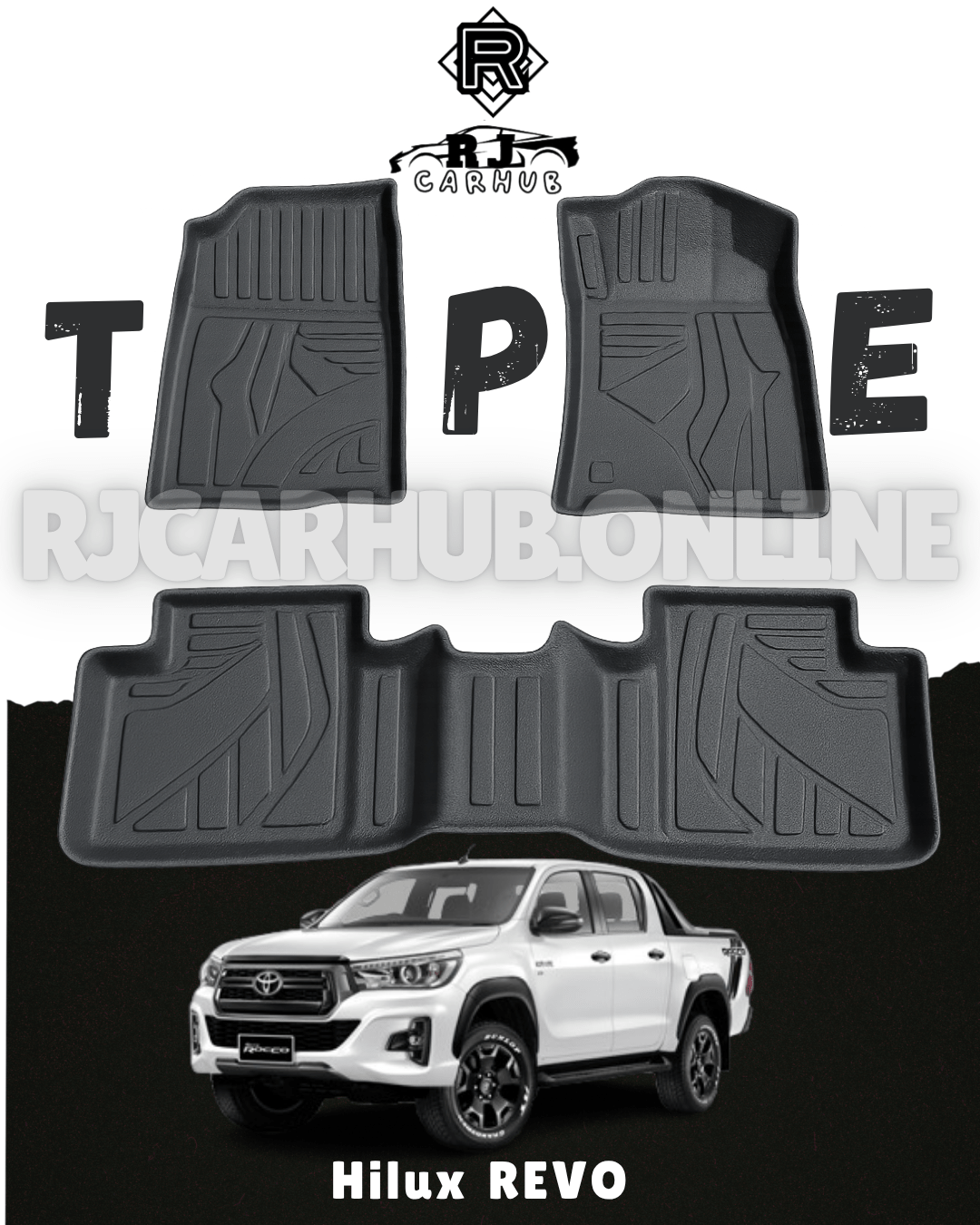 Toyota Hilux Revo TPE Floor Mats 3PCS Model: 2021 2025 - Premium Car Accessories by RJCARHUB Pakistan